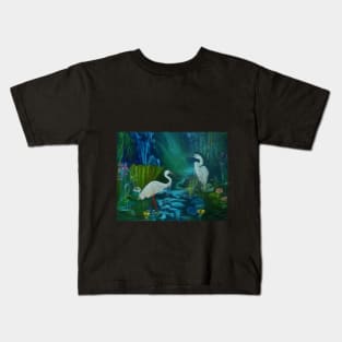 Egrets in the Mist Kids T-Shirt